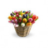 52 Holz Tulpen 34 cm Mix Farbe in Basket